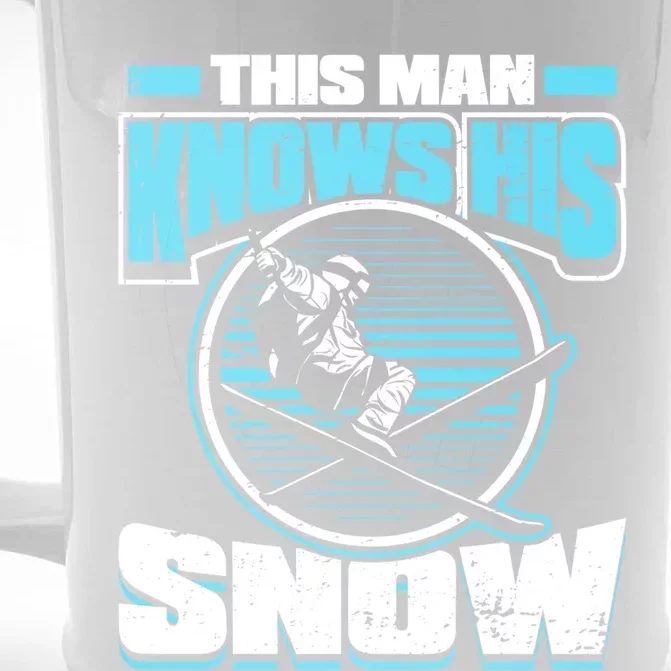 This Knows His Snow Gift Skier Ski Mountains Skiing Gift Front & Back Beer Stein