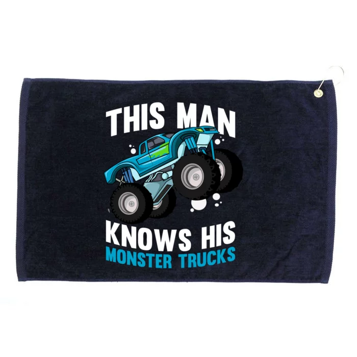 This Knows His Trucks Gift Motorsport Show Monster Trucks Gift Grommeted Golf Towel