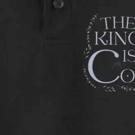 The King Is Coming Revelation 14 Christian Rapture Floral Dry Zone Grid Performance Polo