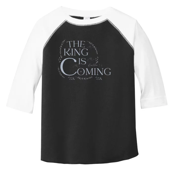 The King Is Coming Revelation 14 Christian Rapture Floral Toddler Fine Jersey T-Shirt