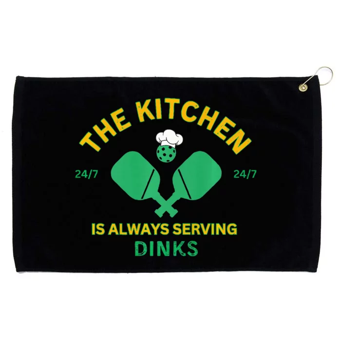 The Kitchen is Always Serving Dinks Pickleball Funny Rules Grommeted Golf Towel