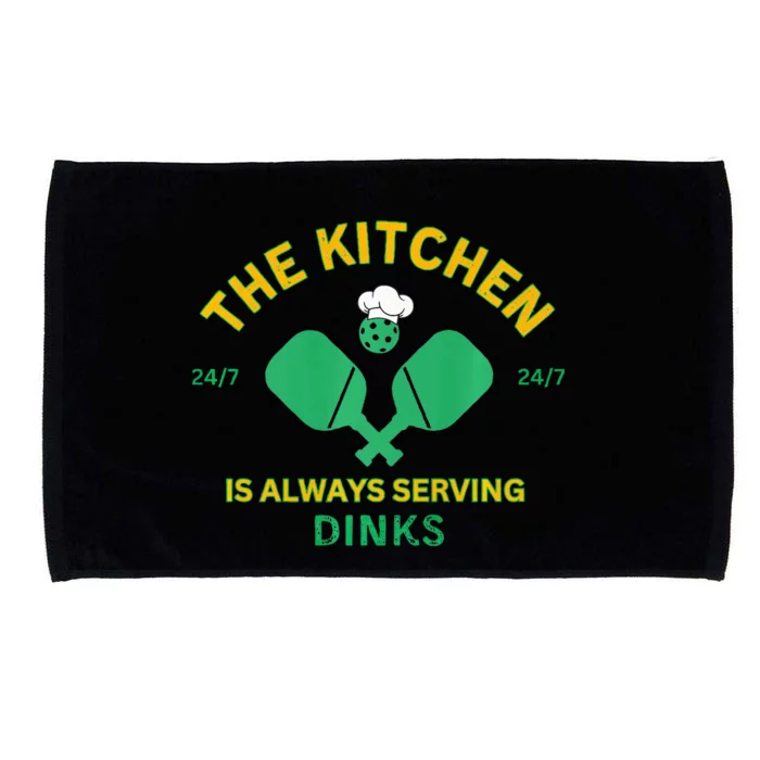 The Kitchen is Always Serving Dinks Pickleball Funny Rules Microfiber Hand Towel