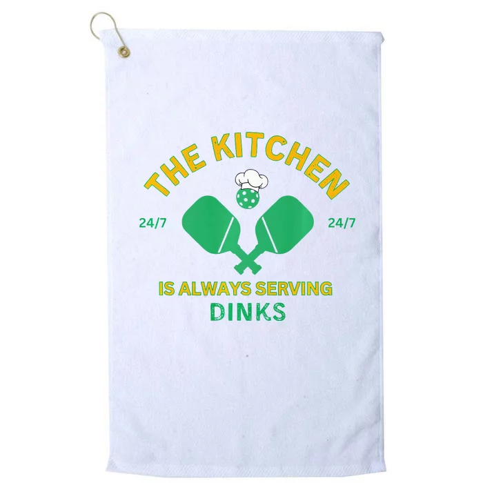 The Kitchen is Always Serving Dinks Pickleball Funny Rules Platinum Collection Golf Towel