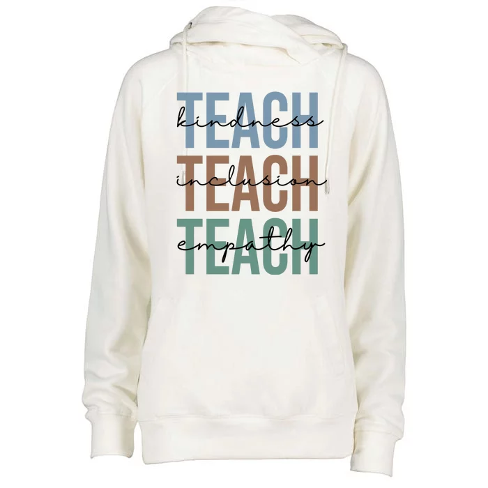 Teach Kindness Inclusion Empathy Womens Funnel Neck Pullover Hood