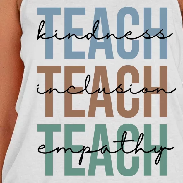 Teach Kindness Inclusion Empathy Women's Knotted Racerback Tank