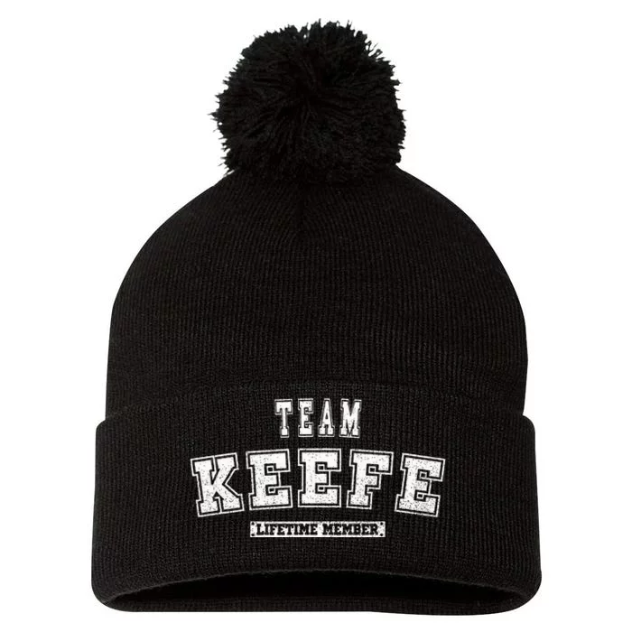 Team Keefe Lifetime Member Family Last Name Pom Pom 12in Knit Beanie