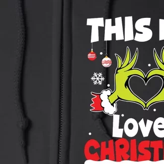 This Kids Loves Christmas Xmas Pajama Boy Girls Full Zip Hoodie