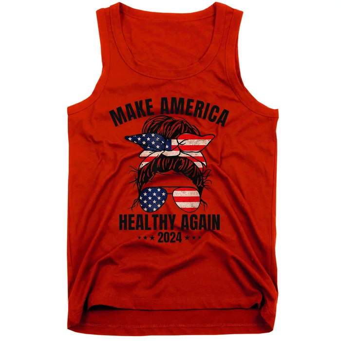 Trump Kennedy Make America Healthy Again Messy Bun Us Flag Gift Tank Top