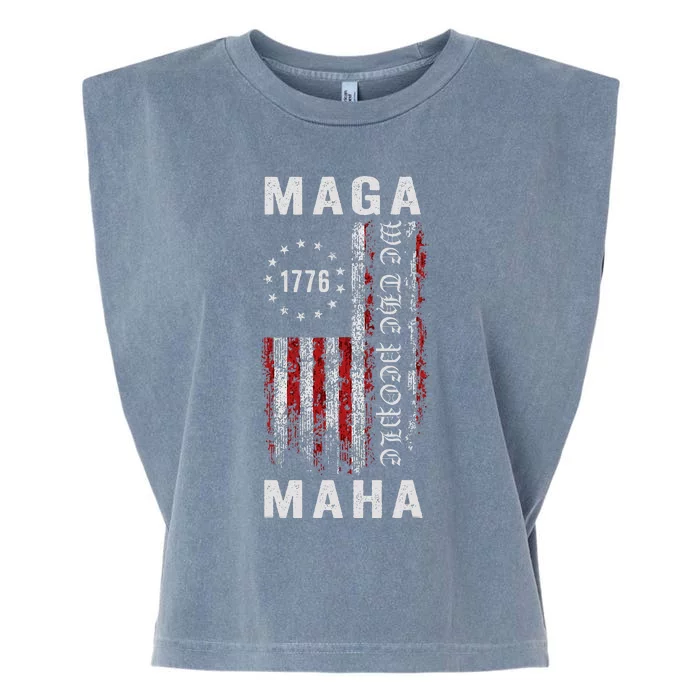 Trump Kennedy Maga Maha 2024 Flag Garment-Dyed Women's Muscle Tee