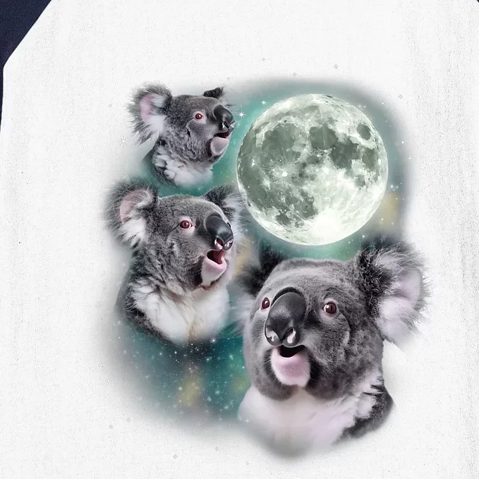 Three Koala Moon Cute Quirky Meme Howling Wildlife Koala Baseball Sleeve Shirt