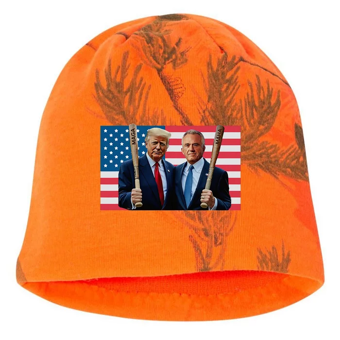 Trump Kennedy Maga Maha Baseball Bat Usa Flag Kati - Camo Knit Beanie