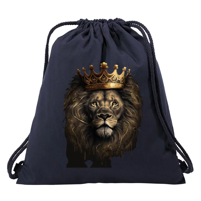 The King Of Lions Graphic Funny Gift Drawstring Bag