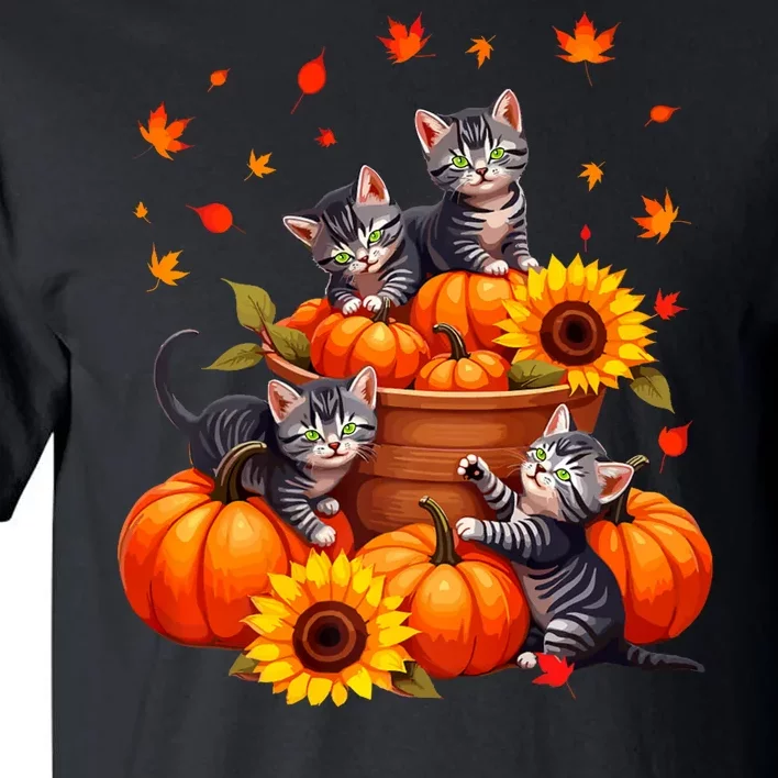 Thanksgiving Kittens & Pumpkin Cat Lover Harvest Festival Tall T-Shirt