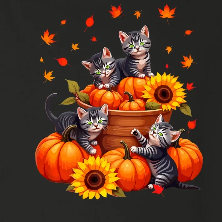 Thanksgiving Kittens & Pumpkin Cat Lover Harvest Festival Toddler Long Sleeve Shirt