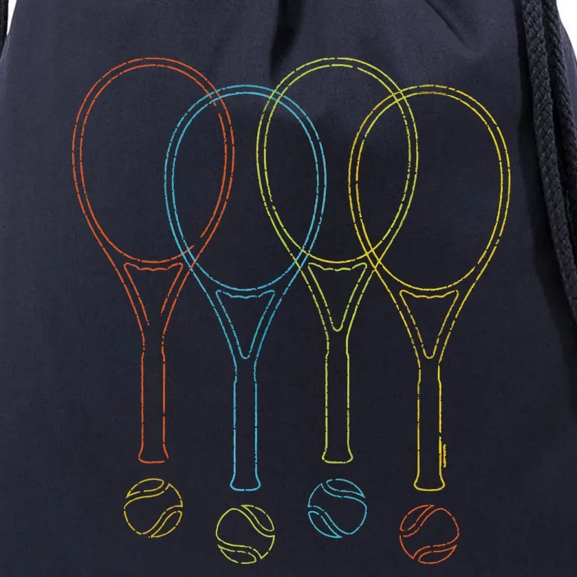 Tennis Kids Rackets Balls Cool Tennis Drawstring Bag