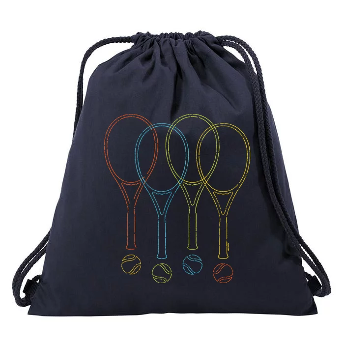 Tennis Kids Rackets Balls Cool Tennis Drawstring Bag