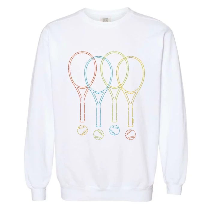 Tennis Kids Rackets Balls Cool Tennis Garment-Dyed Sweatshirt