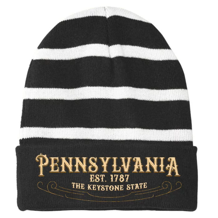 The Keystone State Pennsylvania Striped Beanie with Solid Band