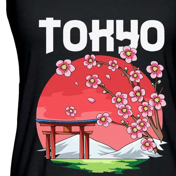 Tokyo Kyokujitsuki Sakura Japan Gift Ladies Essential Flowy Tank