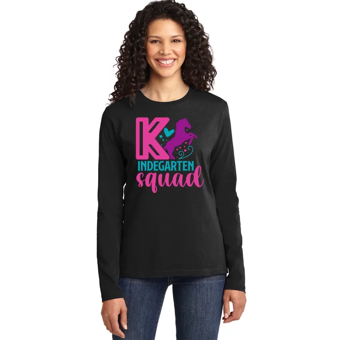 Team Kindergarten Squad Tee Teacher Back To School Gift Ladies Long Sleeve Shirt