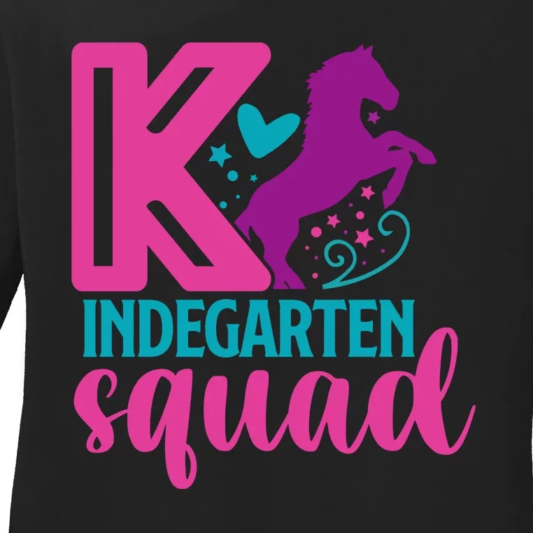 Team Kindergarten Squad Tee Teacher Back To School Gift Ladies Long Sleeve Shirt