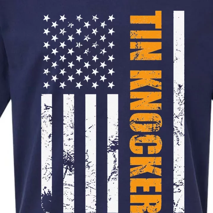 Tin Knocker Sheet Metal Worker American Vertical Flag USA Sueded Cloud Jersey T-Shirt