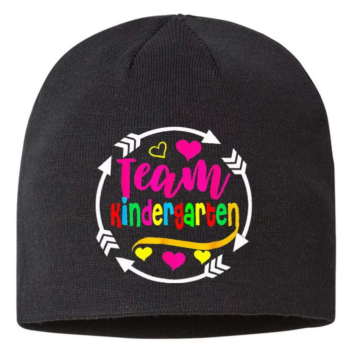 Team Kindergarten Student Arrows Back To School First Day 8 1/2in Sustainable Knit Beanie