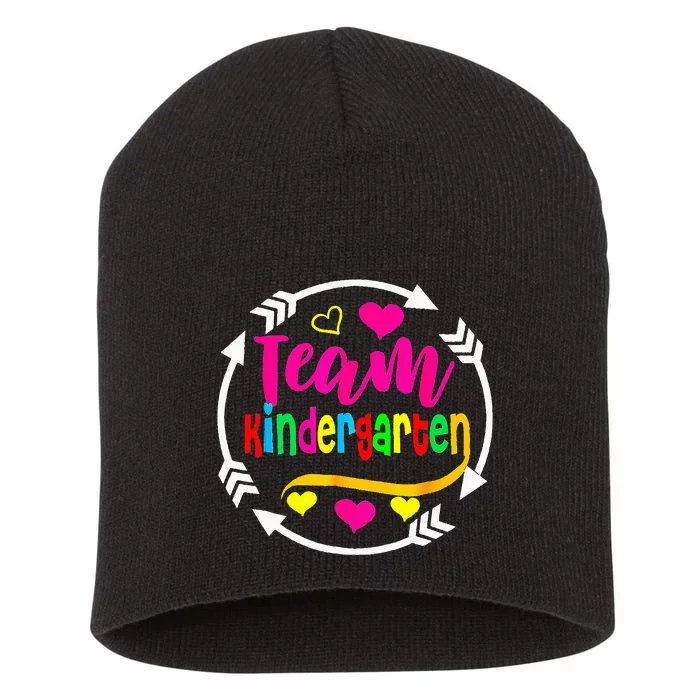 Team Kindergarten Student Arrows Back To School First Day Short Acrylic Beanie