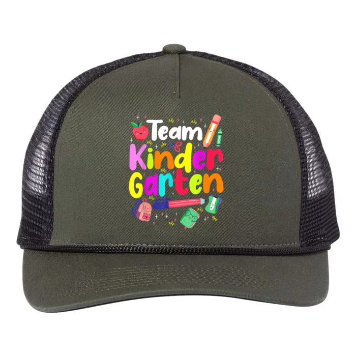 Team Kindergarten Teacher Educator Back To School Instructor Retro Rope Trucker Hat Cap