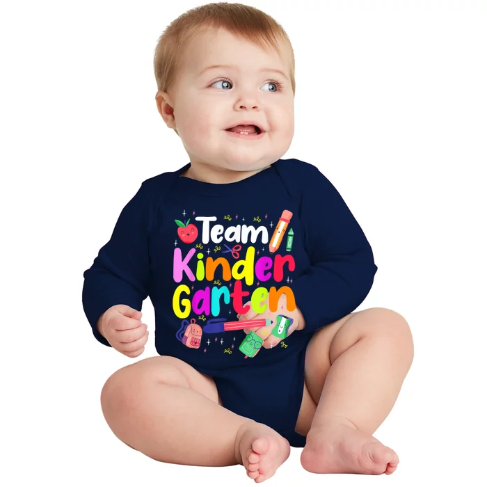 Team Kindergarten Teacher Educator Back To School Instructor Baby Long Sleeve Bodysuit