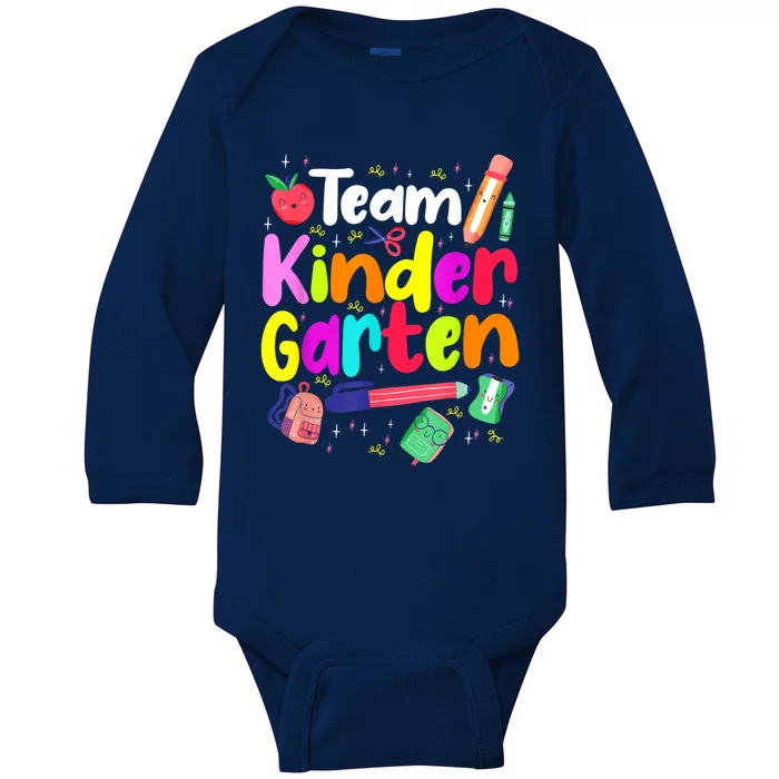 Team Kindergarten Teacher Educator Back To School Instructor Baby Long Sleeve Bodysuit