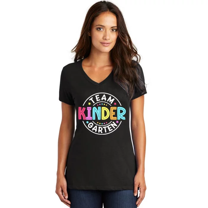 Team Kindergarten Teacher Back To School Kindergarten Squad Women's V-Neck T-Shirt