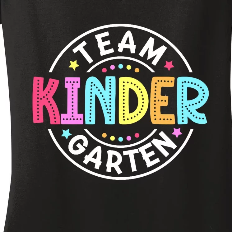 Team Kindergarten Teacher Back To School Kindergarten Squad Women's V-Neck T-Shirt