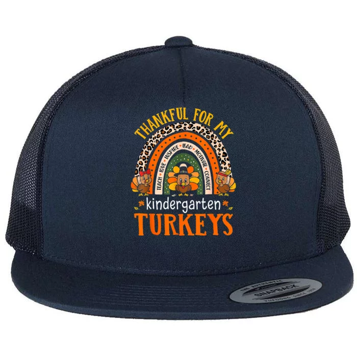 Thankful Kindergarten Teacher Student Thanksgiving Turkeys Flat Bill Trucker Hat