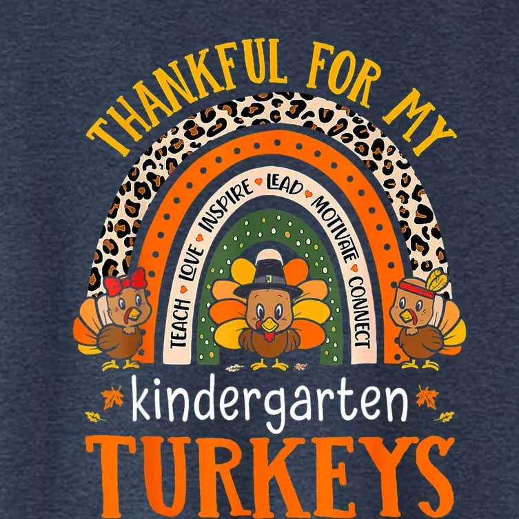 Thankful Kindergarten Teacher Student Thanksgiving Turkeys Women's Crop Top Tee