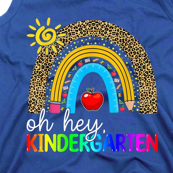 Team Kinder Teacher Rainbow Leopard Oh Hey Kindergarten Gift Tank Top