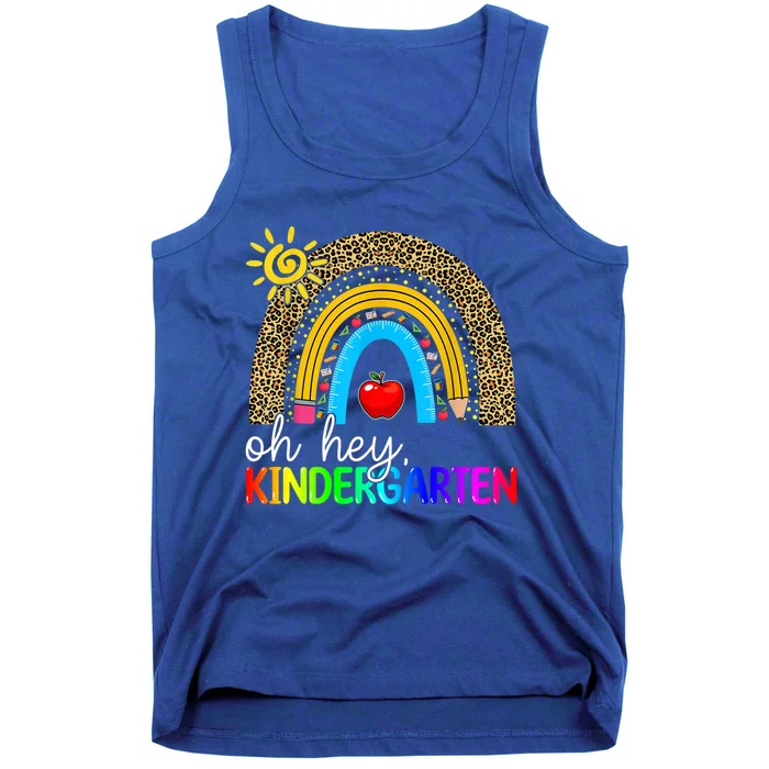 Team Kinder Teacher Rainbow Leopard Oh Hey Kindergarten Gift Tank Top