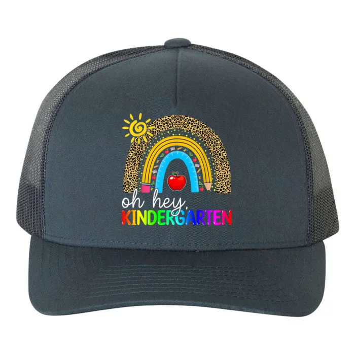 Team Kinder Teacher Rainbow Leopard Oh Hey Kindergarten Gift Yupoong Adult 5-Panel Trucker Hat