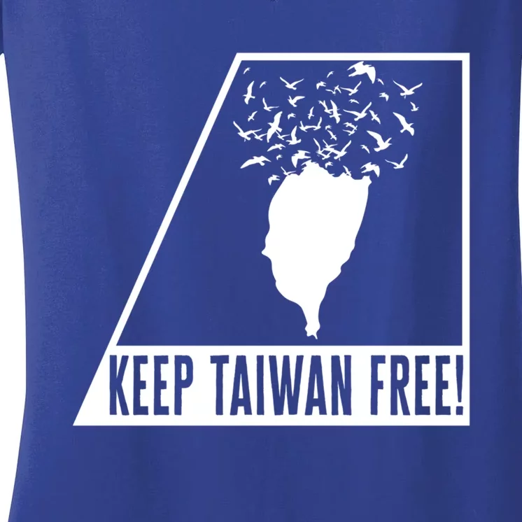 Taiwan Keep Taiwan Free Flag Map Art Support Chinese Taiwane Gift Women's V-Neck T-Shirt