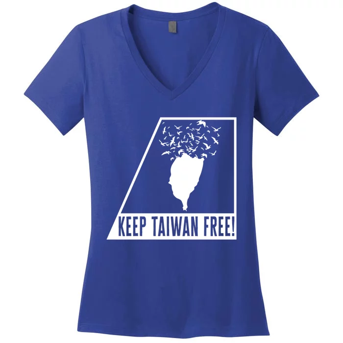 Taiwan Keep Taiwan Free Flag Map Art Support Chinese Taiwane Gift Women's V-Neck T-Shirt