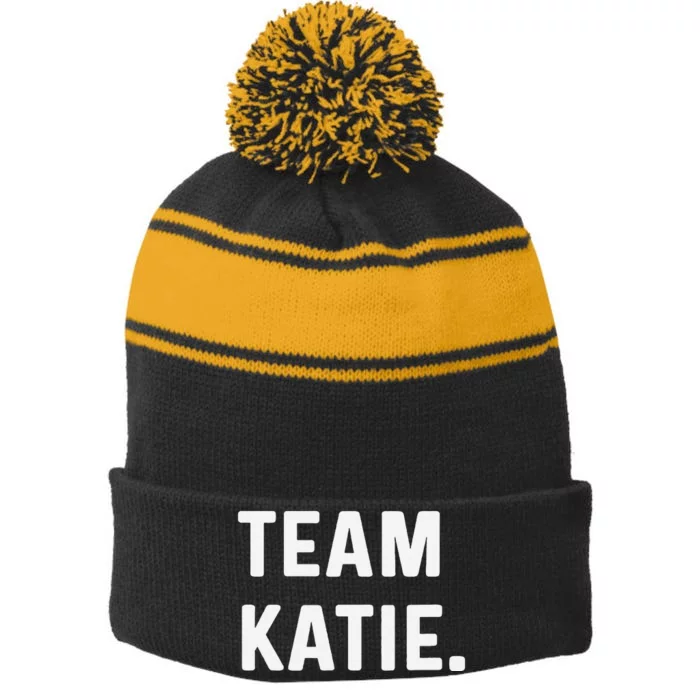 Team Katie Stripe Pom Pom Beanie