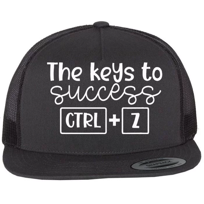 The Keys To Success Ctrl + Z Funny Technology Teacher Gift Flat Bill Trucker Hat