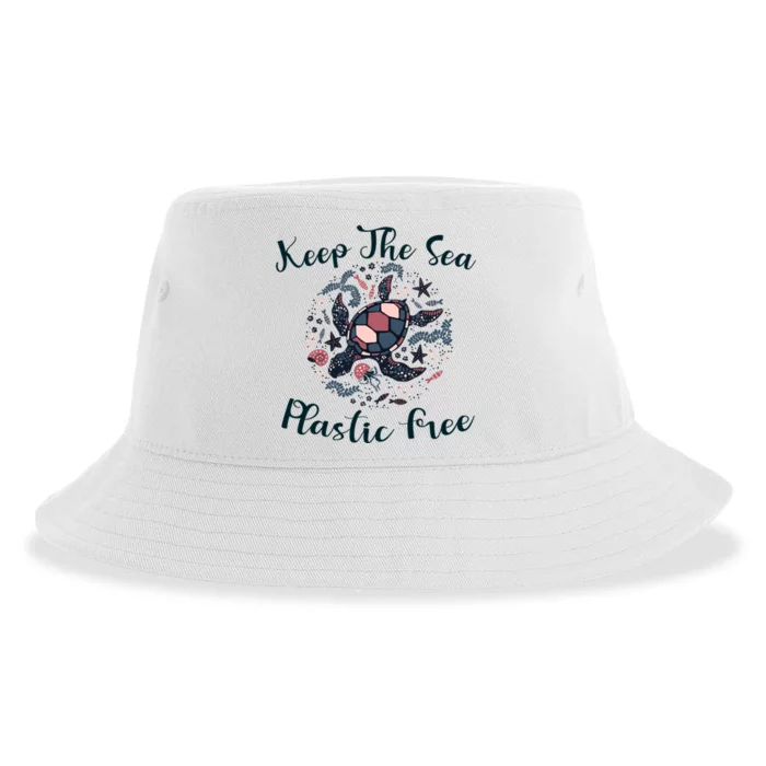 Turtle Keep The Sea Plastic Free Gift Sustainable Bucket Hat