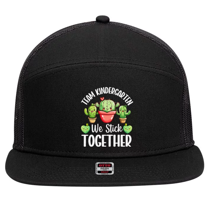 Team Kindergarten We Stick Together Cactus Back To School Gift 7 Panel Mesh Trucker Snapback Hat