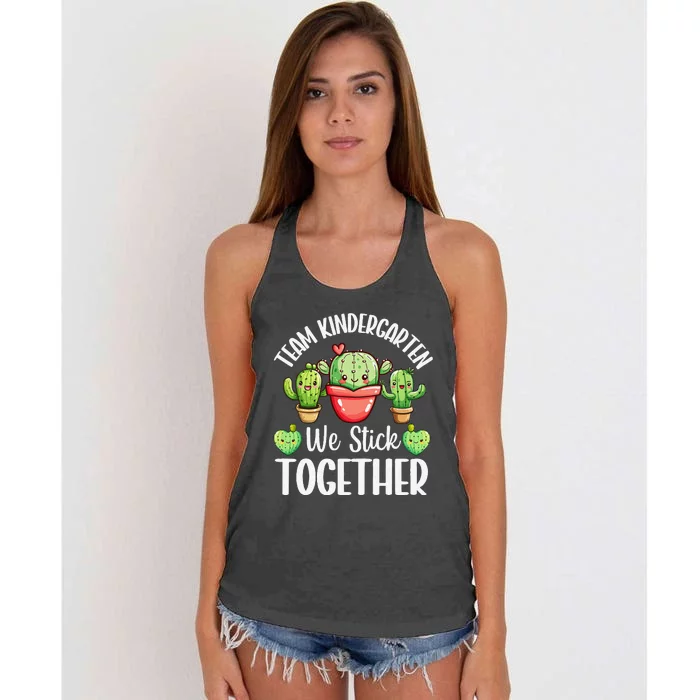 Team Kindergarten We Stick Together Cactus Back To School Gift Women's Knotted Racerback Tank