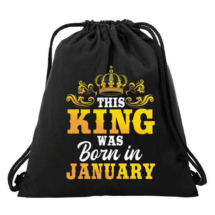 This King Was Born In January Birthday Party Celebration Drawstring Bag