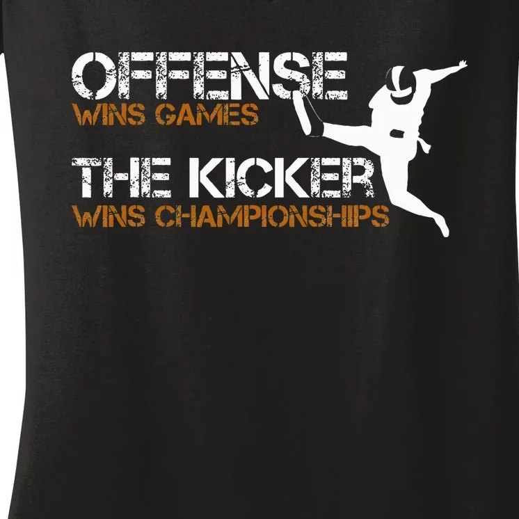 The Kicker Wins Championships Football Women's V-Neck T-Shirt