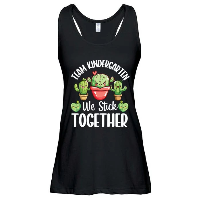 Team Kindergarten We Stick Together Cactus Back To School Ladies Essential Flowy Tank