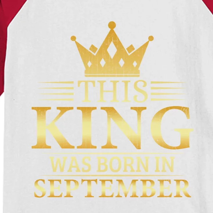 This King Was Born In September Birthday Celebration Gift Kids Colorblock Raglan Jersey