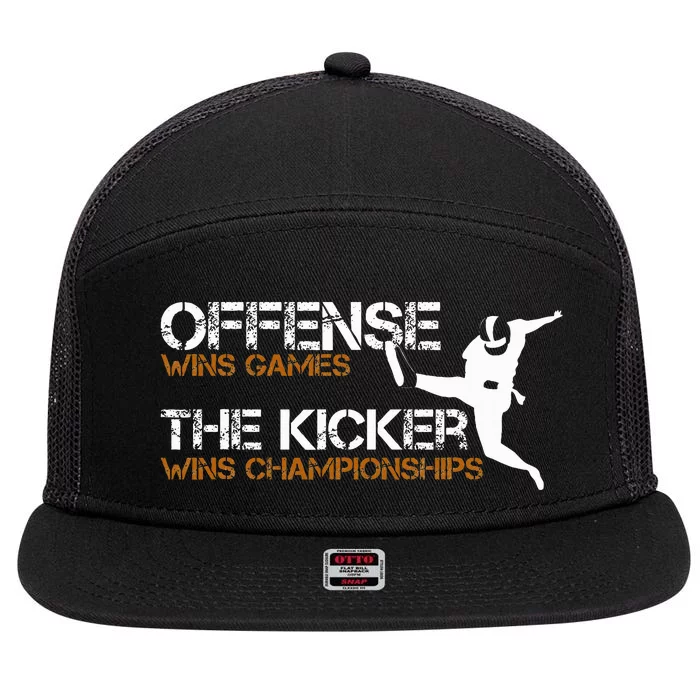 The Kicker Wins Championships Football 7 Panel Mesh Trucker Snapback Hat